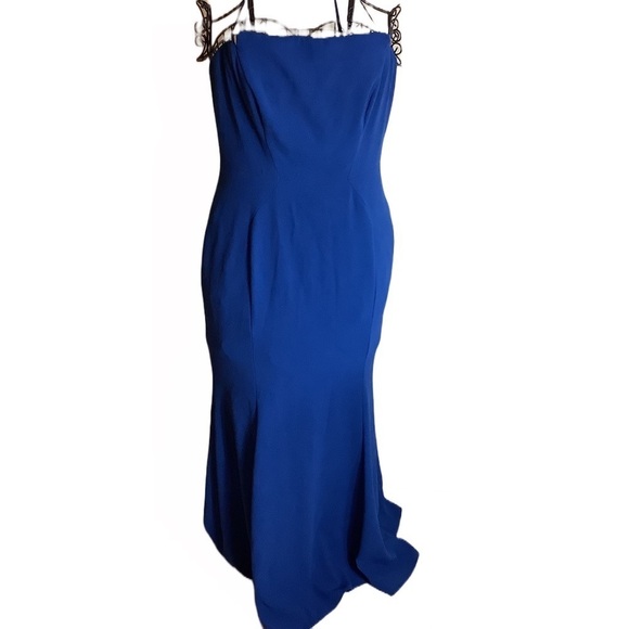 Jill Stuart Royal Blue Strapless Evening Gown Size 12 Formal Prom Mermaid Dress - Picture 4 of 13